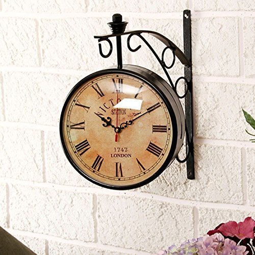 Desi Karrigar Wall Hanging Vintage Style Station Clock Double Sided