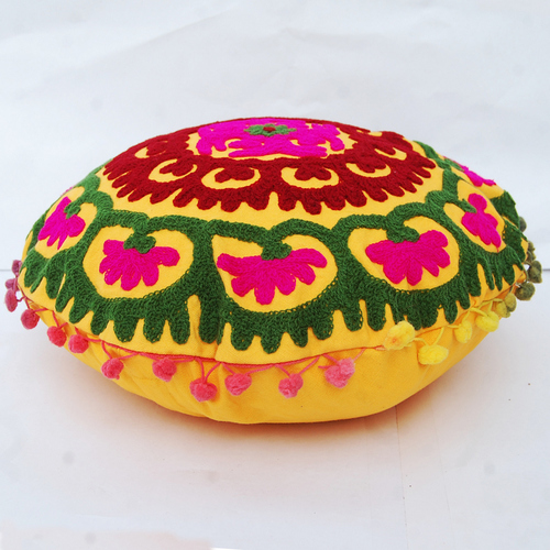 Decorative Suzani Cushion Covers Throw Indian Round Pillow Case