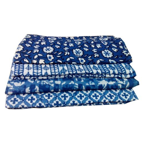 HAND BLOCK PRINT COTTON FABRIC 60x60 VOILE DABU PRINT INDIGO BLUE