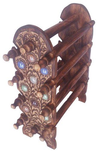 Handmade Desi Karigar Wooden Bangle Stand ( Black )