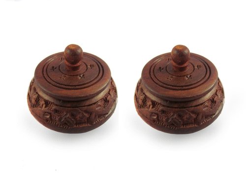 Desi Karigar Small fancy traditional wooden full carved shingaar box set of 2