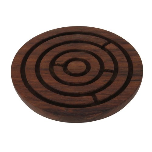 Desi Karigar Handcrafted Wooden Board Game Round Labyrinth (Diameter - 6 Inches)