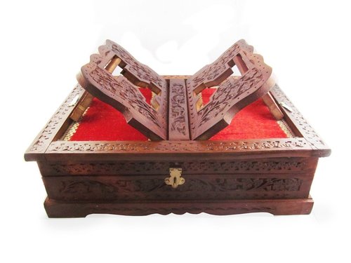 Desi Karigar Beautifully hand carved foldable holy book stand and box By DESI KARIGAR