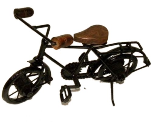 Desi Karigar Wooden & Iron Cycle Antique Home Decor Product ( Black, 10 x 7 inch )