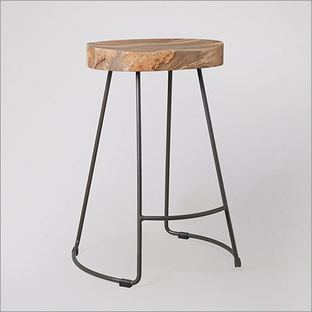 Wood Top Iron Leg Sitting Stool