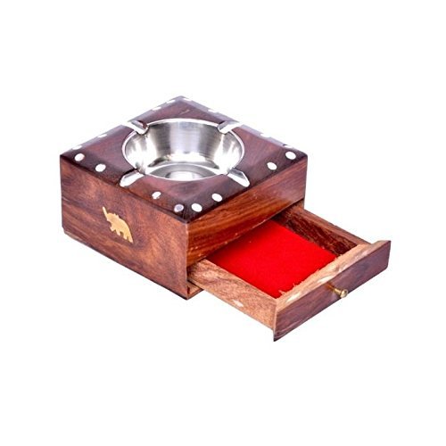 Desi Karigar wooden Ashtray Ash Tray House Car Cigarette Gift Holder Cigar antique light
