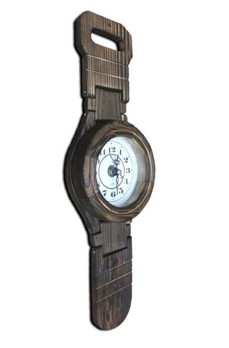 Desi  Karigar Wooden Belt Shape Clock ( Black, Dial Size - 4 inch Length - 14 inch
