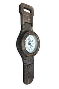 Desi Karigar Wooden Belt Shape Clock ( Black, Dial Size - 4 inch Length - 14 inch