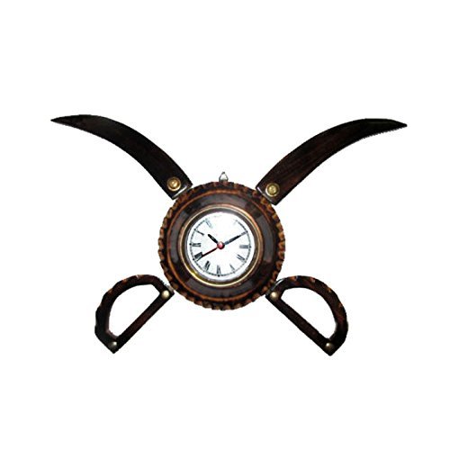 Desi Karigar Antique Wooden Sword Armour Clock By DESI KARIGAR