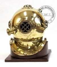 Brass Diving Helmet Mark IV W/Wooden Base