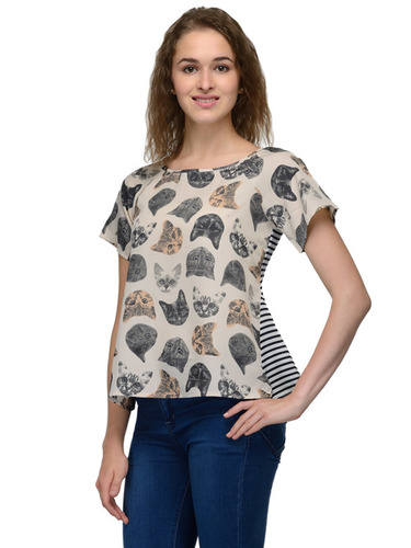 Knitted Ladies Garments - Polyester Multi Color Casual Dress, Short Sleeve, Round Neck, Curved Hemline | Quick Dry, All Season, Regular Fit