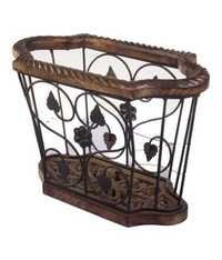 Desi Karigar Wood & Iron Magazine Holder ( Black, 14X7X10 inch )