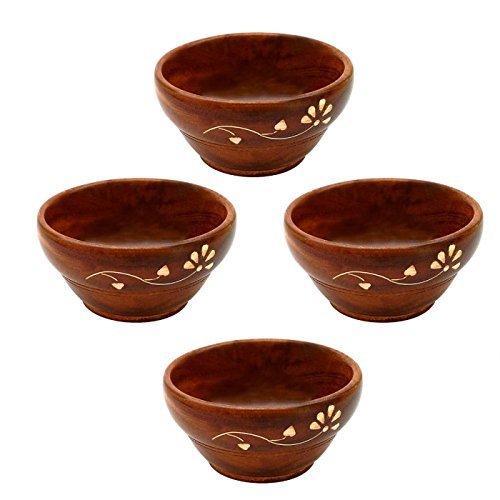 Desi Karigar Wooden Handmade Serving Bowl, Set of 4 Size 3.8 Inch