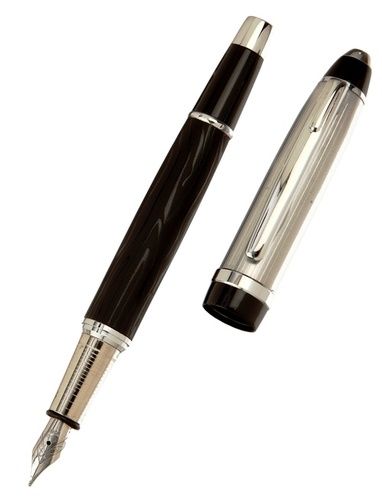 Half Chrome Half Leather Ink Pen