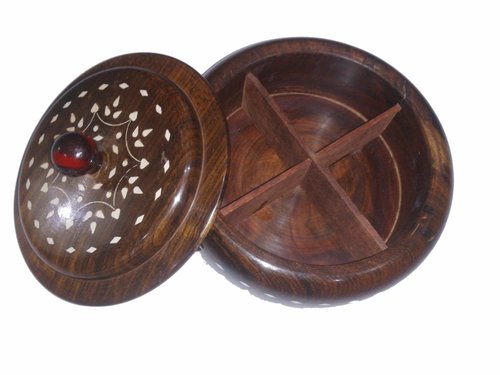 Desi Karigar Wooden Dry Fruit Box ( Brown, 7 inch )