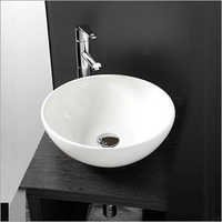 Counter Top Wash Basin - Ceramic, Diameter 400mm, Height 150mm, Color: White | Features: Adorable Tap, Compact Size, Conical Shape, Easy Cleaning, Waste Disposal