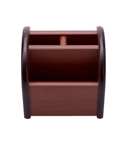 Desi Karigar 3 Compartments Wooden Mobile Cum Pen Holder Size-lxbxh-3x3x4 Inch