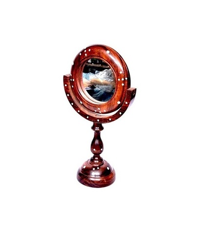 Desi Karigar Antique Fancy Design Handicraft Brown wooden Mirror Stand