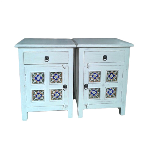 Wooden Bedside - Wood, 18x16x24 inches, White | One Drawer, Storage Space, Elegant Traditional Style