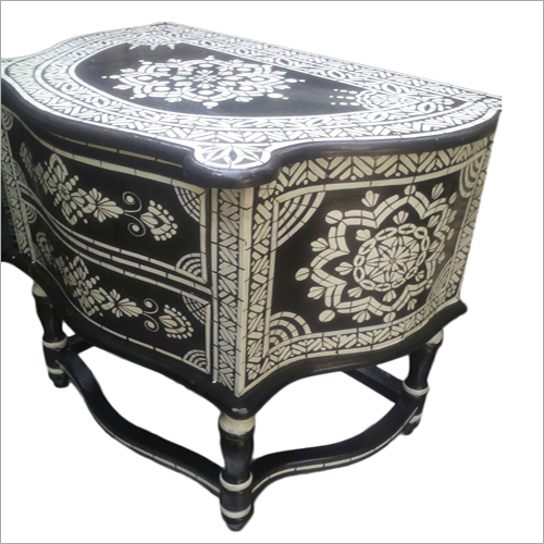 Wooden Painted Storage Box - Wood, Variable Size, Black, 2 Drawers | Elegant Moroccan Style, Hand-Painted, Durable, Intricate Details