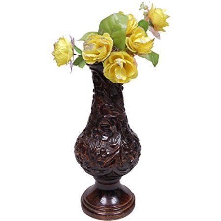 Desi Karigar Beautiful Wooden Antique Hand Carved Flower Vase Size (LxBxH-10x10x23) Inch