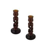 Desi Karigar Combo of Wooden Candlestick Holders Candle Stand 7 Inch