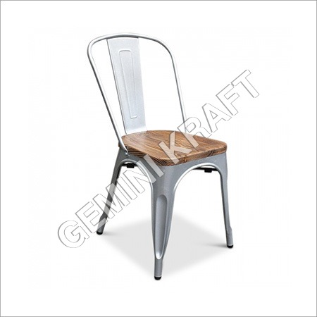 Industrial Tolix Chair With Wood Seat