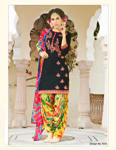 Printed Patiala - Cotton, Customized Size, Multi-Color | Full Sleeves, Embroidered, Dry Cleanable, Washable