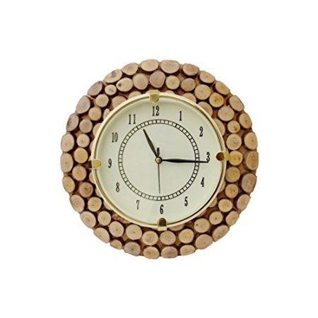 Desi Karigar Fancy Wooden Wall Hanging Clock Watch, Size(LxBxH-11x1x11) Dail Size 7 Inch