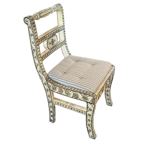 Crafted Antique Bone Inlay Chair