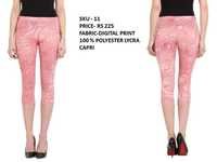 Capri Jeans - Digital Printed, Size: S, M, L, Xl | Color: Pink, Ethnic Pattern, All Season Wear