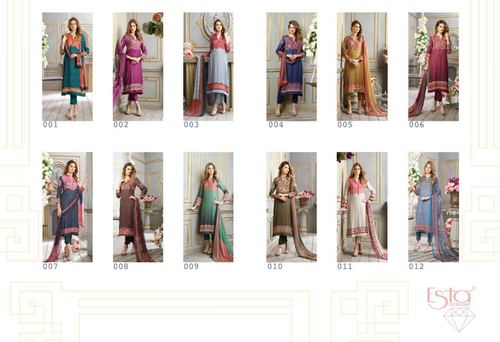 Glace Satin Digital Print Suit - Glace Satin, Bemberg, 3-Piece Set | Mirror Work, Stylish Design, Comfortable Fit