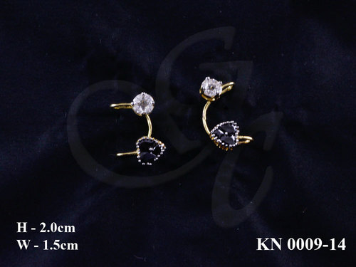 KAAN - Gold-Plated 2x1.5cm Gold Ear Cuff, Diamond Accents, Polished Finish, Party Wear