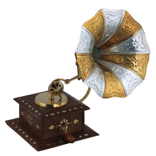 Desi Karigar Handmade Wooden Vintage Dummy Gramophone Player Replica