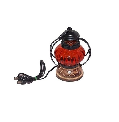 Desi Karigar Orange Cast Iron, Glass, Wooden Lantern