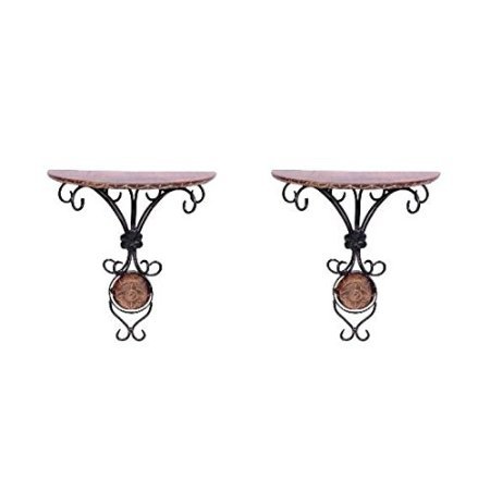 Desi Karigar Wood And Wrought Iron Hand Carved Big Wall Bracket