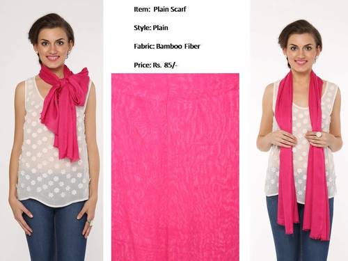 Designer Scarves - Bamboo Fiber Fabric 70x21 Inches, Pink Color, Plain Pattern | Soft & Delicate Feel, Cool Dry, Quick Dry, All Season