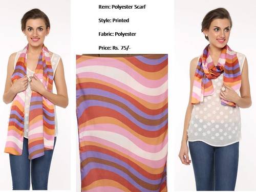Printed Scarves - Polyester, 80x26 Inches, Multi Color | Soft, Quick Dry, Cool Dry, Printed Pattern for All Season Casual Wear