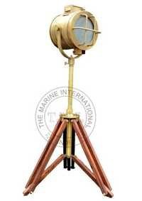 Brown Antique Royal Marine Spotlight With Tripod Stand