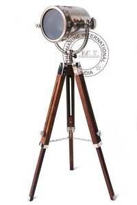 Chrome Finish Nautical Floor Standing Spotlight With Tripod Stand