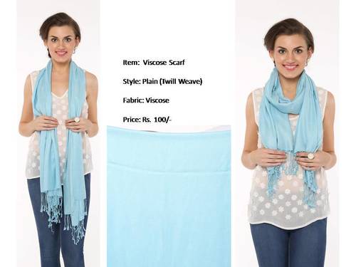 Ladies Stoles - Viscose Fabric 80x19 Inches, Blue Color | Soft Feel, Plain Pattern, Quick Dry, Cool Dry, All Season Use