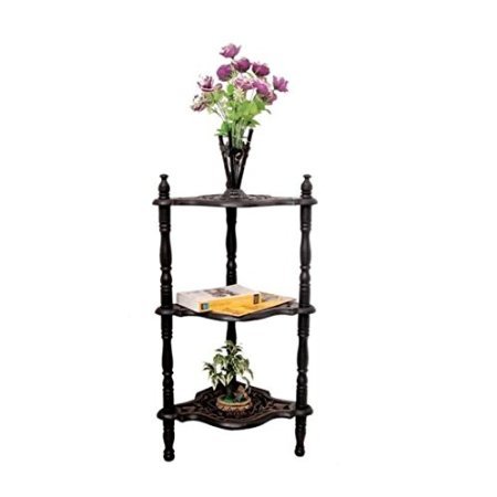 Desi Karigar Wooden Big Hand Carving Work With 3 Shelves End Table Side Corner