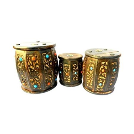Desi Karigar Wooden Drum Shape Money Bank