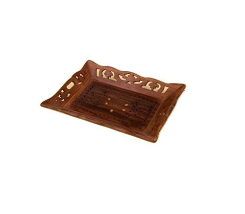 Desi Karigar Wooden Handicrafts Designed Brown Tray Carving Size(lxb-13x9) Inch