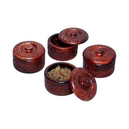 Desi Karigar Wooden Handmade Dry Fruit Box Size (lxbxh-4x4x3) Inch Set Of 4