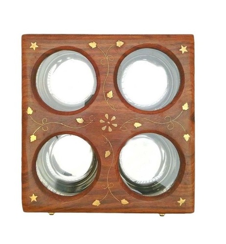 Desi Karigar Wooden Holi Special Snacks and Dry Fruit Square Box