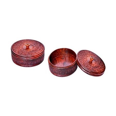 Desi Karigar Wooden Kitchen Ware Chapati Box with fine carving