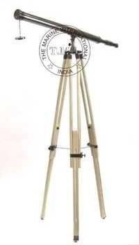 Black Antique Harbor Master Telescope With Wooden Tripod Stand