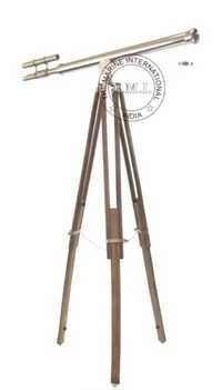 Chrome U.S Naval Double Barrel Telescope With Stand