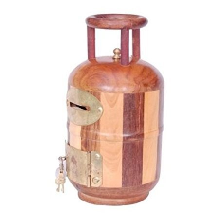Desi Karigar Wooden Money Bank Cylinder Shape